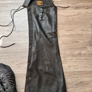 Black Leather Lace-Up Chaps